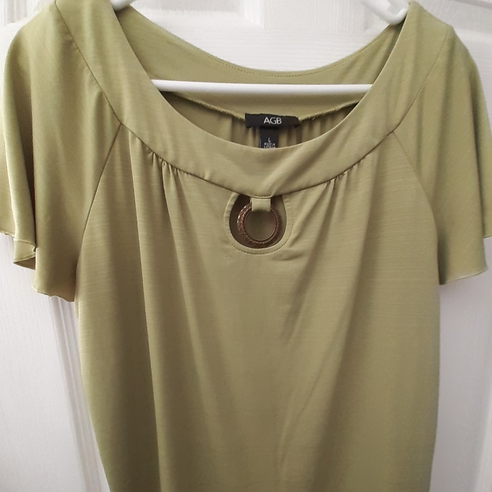 AGB Blouse Sz L Green